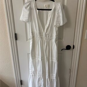 Anthropologie White Somerset Tiered Maxi Dress